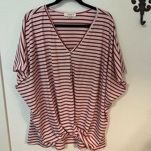 Red and white striped top